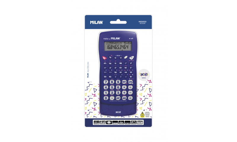 Milan Scientific Calculator, 10+2 Digits, Hard Case Cover, 228 Functions, Sharp Logic