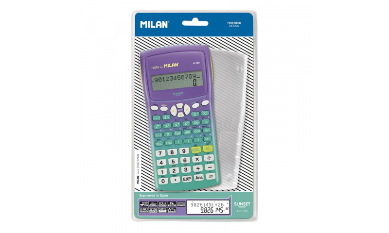 Milan Sunset M240 Scientific Calculator 12+2 Digits, 2 Colour choices (New Lower Price for 2022)