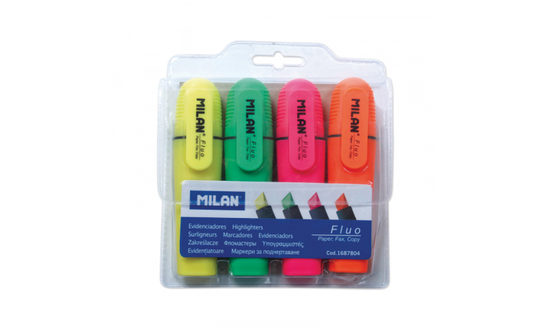 Milan Wallet of 4 Colours, Chisel Tip Highlighters. (New Lower price for 2021)