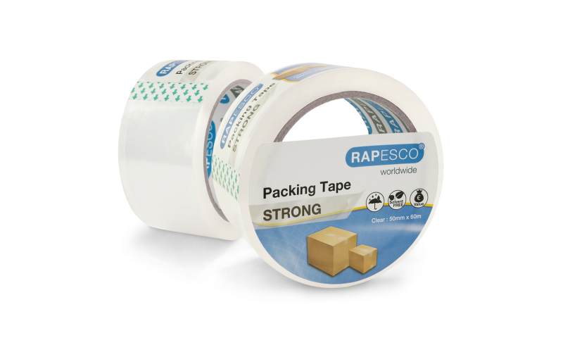 Rapesco Strong Packing Tape, 50mm x 60M, Clear, Pack of 3.