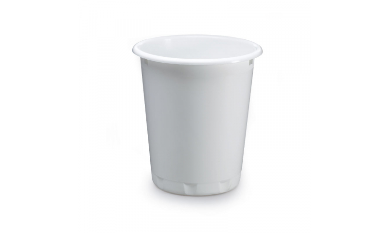 Durable Plastic 13 Litre Waste Bin, White/Black. (New Lower Price for 2021)