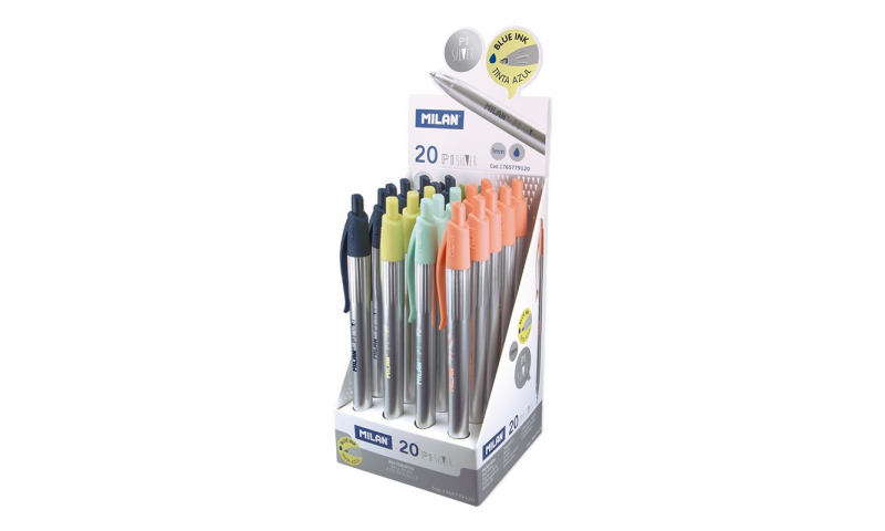 Milan P1 Silver Retractable Balpen, Medium, Blue Ink (New Lower Price for 2022)