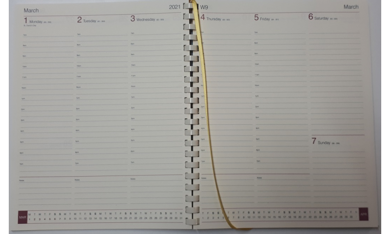 Quarto Spiral Weekly Diary Insert 2022, Cream Paper. Taking orders for 2022 Now