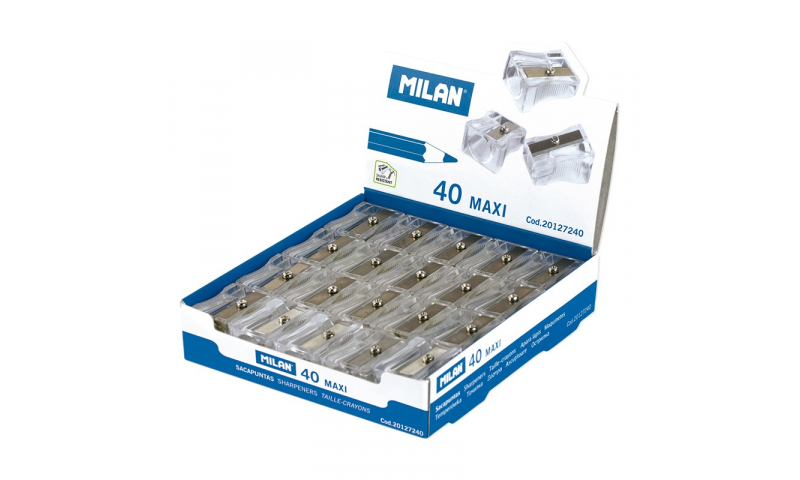 Milan Maxi Plastic Sharpeners for large pencils, Tranparent