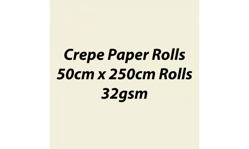 Heyda Crepe Paper Rolls 50cm x 250cm Roll, 32gsm Pack of 10 - Cream