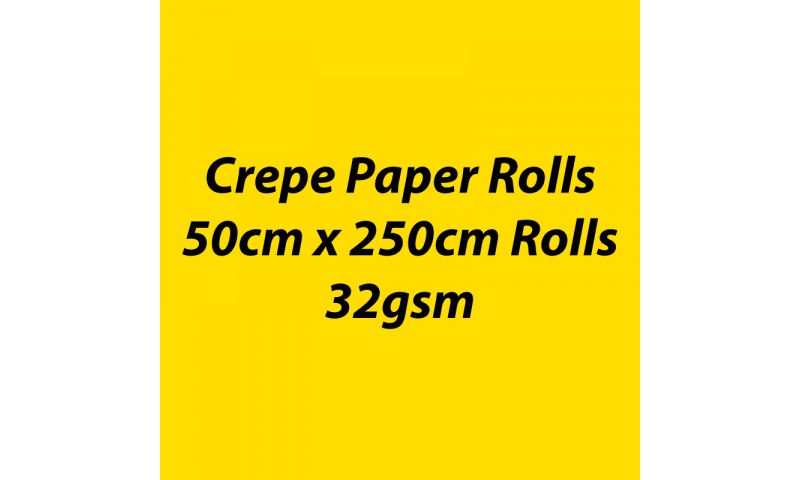 Heyda Crepe Paper Rolls 50cm x 250cm Roll, 32gsm Pack of 10 - Deep Yellow
