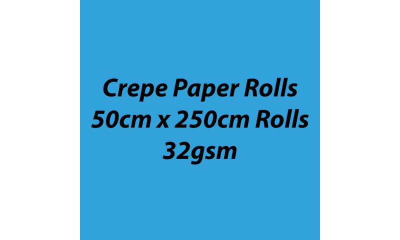 Heyda Crepe Paper Rolls 50cm x 250cm Roll, 32gsm Pack of 10 - Aqua Blue