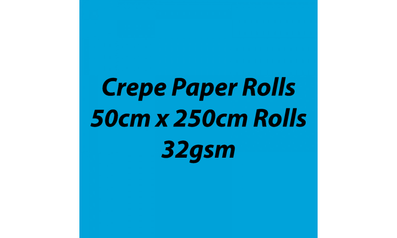 Heyda Crepe Paper Rolls 50cm x 250cm Roll, 32gsm Pack of 10 - Sky Blue