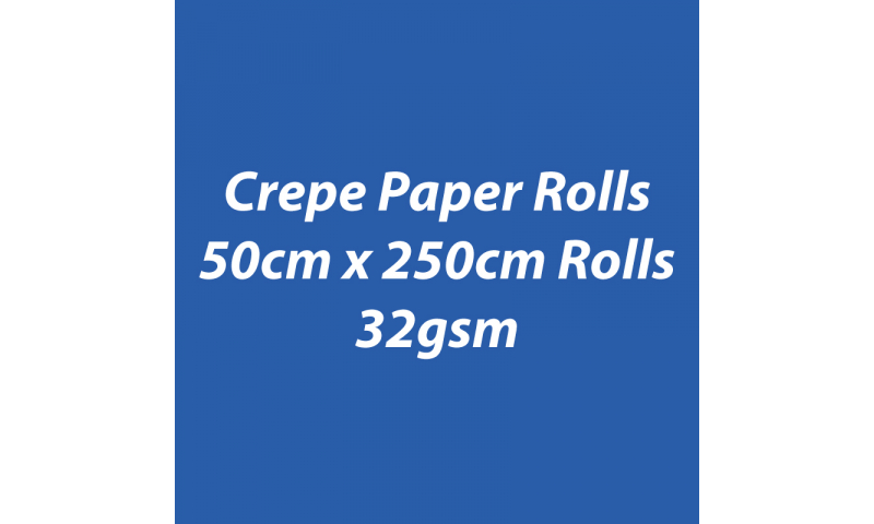Heyda Crepe Paper Rolls 50cm x 250cm Roll, 32gsm Pack of 10 - Royal Blue