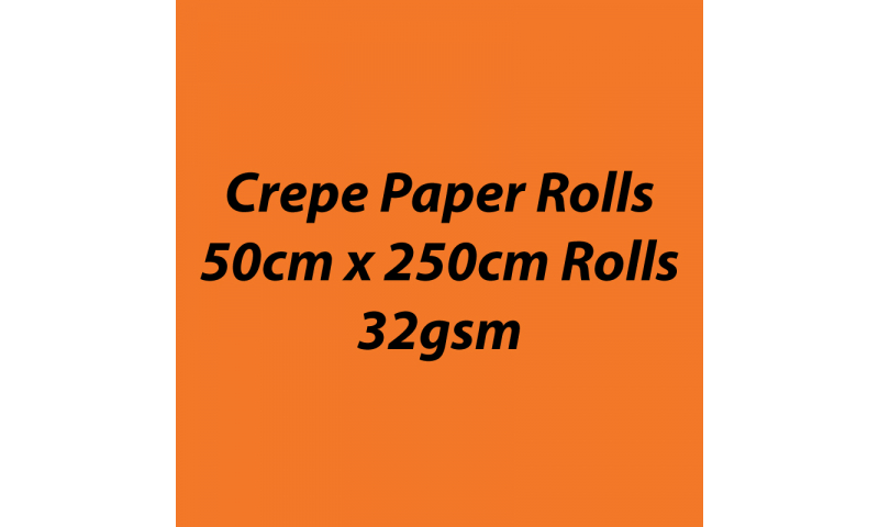 Heyda Crepe Paper Rolls 50cm x 250cm Roll, 32gsm Pack of 10 - Orange