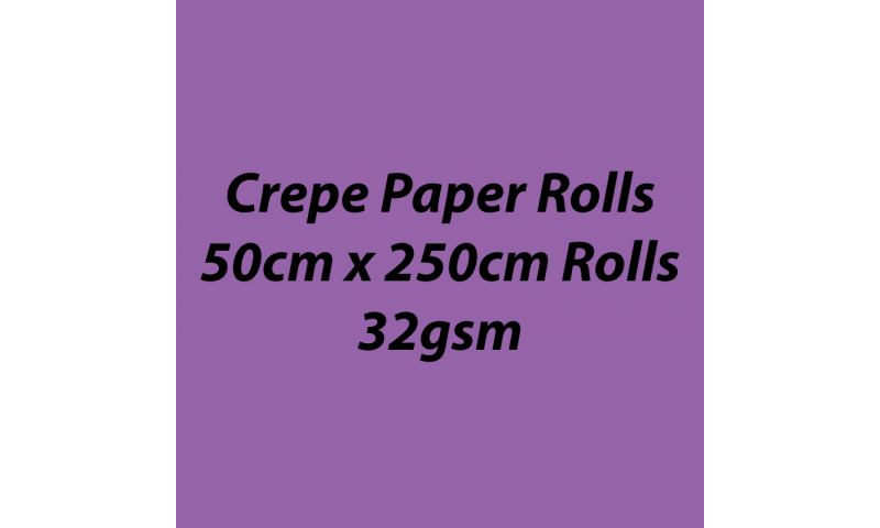 Heyda Crepe Paper Rolls 50cm x 250cm Roll, 32gsm Pack of 10 - Light Violet