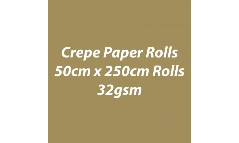 Heyda  Crepe Paper Rolls 50cm x 250cm Roll, 60gsm Pack 10 - Gold