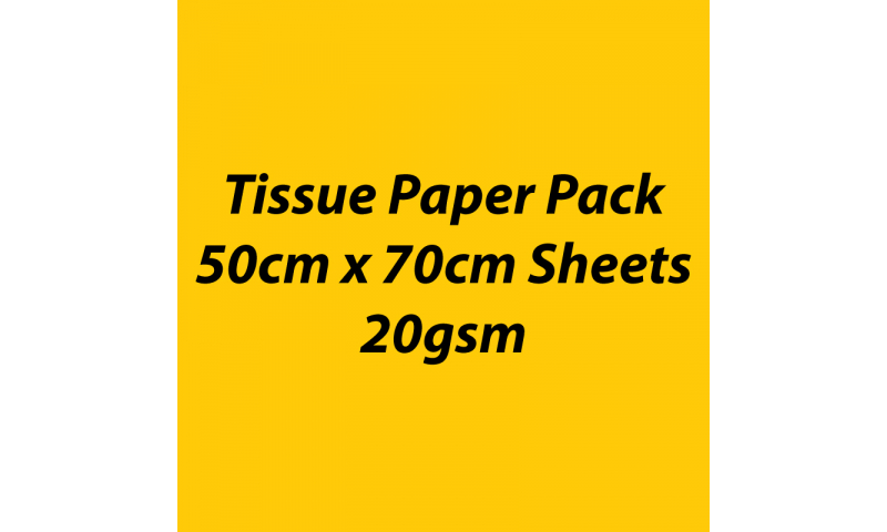 Heyda Tissue Paper Pack 50x70cm Sheets, 20 gsm, Pack 5 Sheets - Yellow