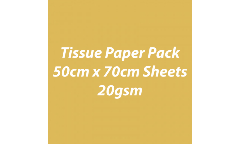 Heyda Tissue Paper Pack 50x70cm Sheets, 20 gsm, Pack 5 Sheets - Gold on 1 Side