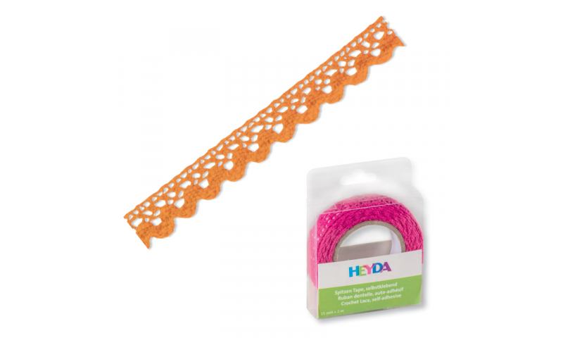 Heyda Cotton Lace Tape, 15mm x 2M in Dispenser - Mango
