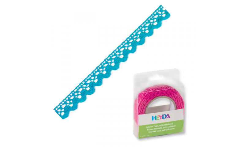 Heyda Cotton Lace Tape, 15mm x 2M in Dispenser - Aqua