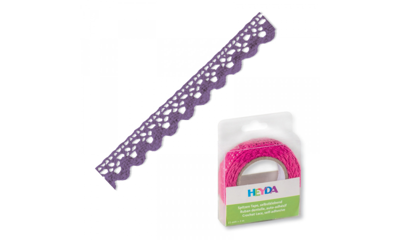 Heyda Cotton Lace Tape, 15mm x 2M in Dispenser - Lilac