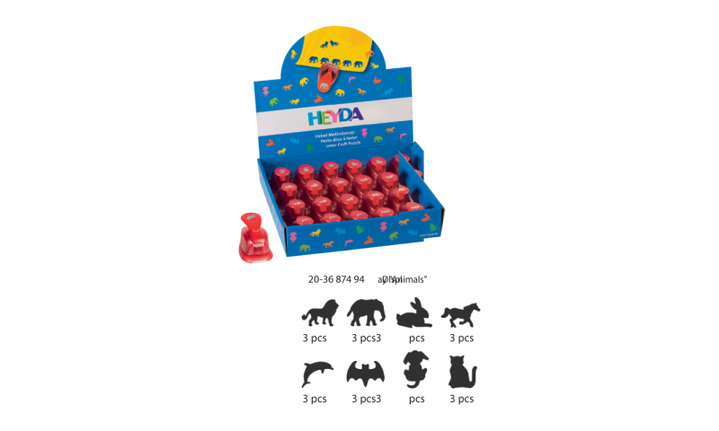 Heyda Lever Craft Punches, Display 12 assorted designs - Animals
