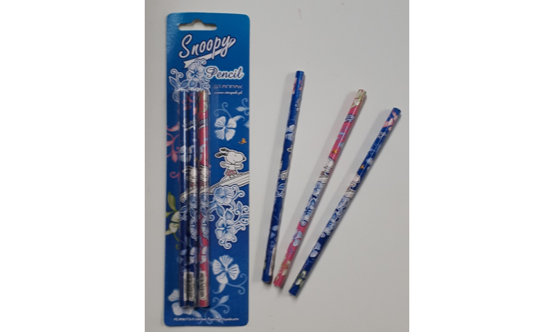 Snoopy Licensed HB Triangular Pencils 3 Pack Carded (New Lower Price for 2021)