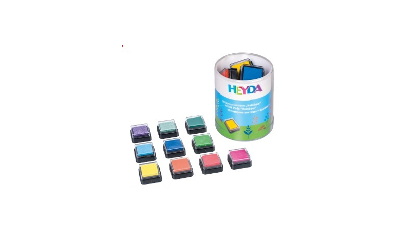 Hayda Rainbow Ink Pads for Stamping, Tub of 10 colours