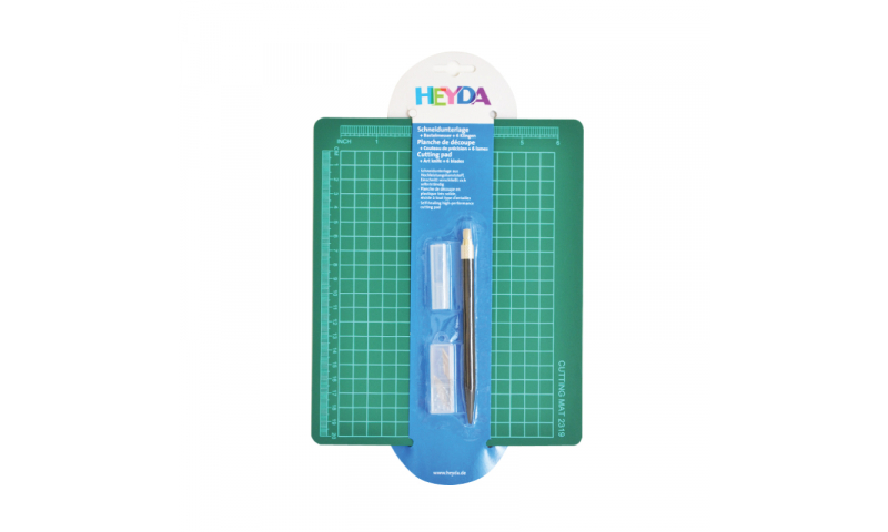 Heyda 19 x 23cm Cutting Mat, Craft Knfe & blades in hanging pack