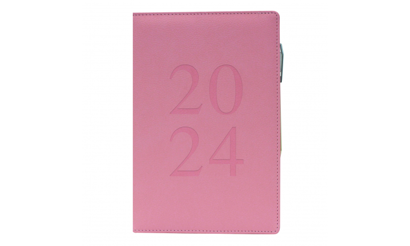 2024 Diary Eco A5 DAP Index Fabric - Pink - with Pen