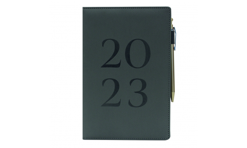 2023 Diary Eco A5 DAP Index Fabric – Grey - with Pen