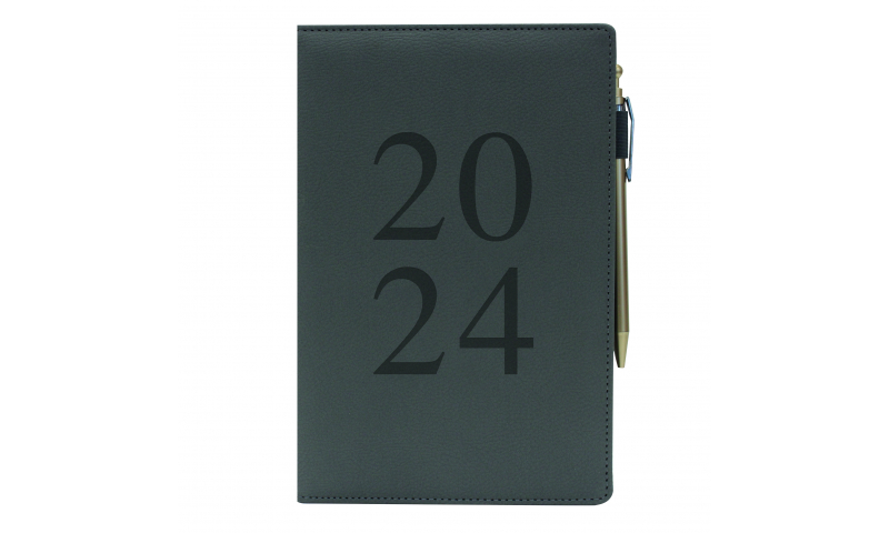 2024 Diary Eco A5 DAP Index Fabric – Grey - with Pen