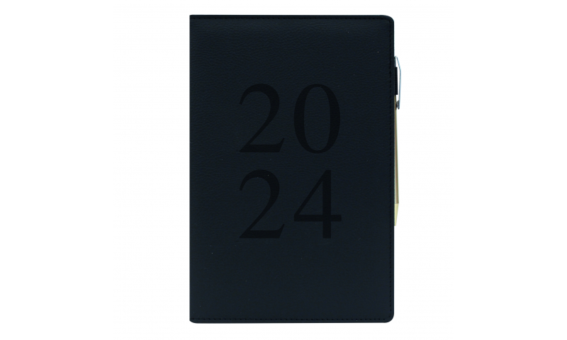 2024 Diary Eco A5 DAP Index Fabric – Black - with Pen