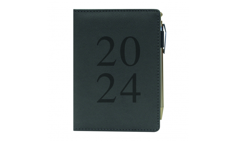 2024 Diary Eco A6 DAP, Leatherette – Grey - with Pen
