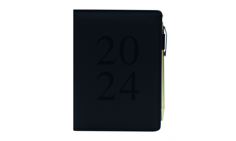 2024 Diary Eco A6 DAP Leatherette - Black - with Pen