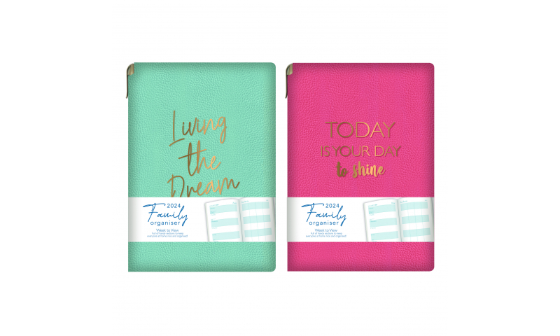 Tallon A6 Family Weekly 2024 Organiser with Embossed Quotes & Pen