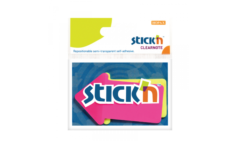 Stick'N Clearnote Arrows, 30 Each Magneta & Yellow, Size 76x50