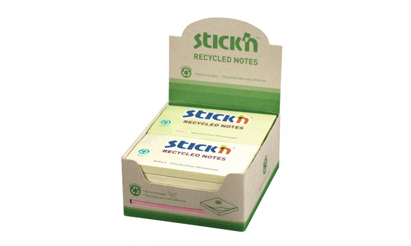 Stick'N Recycled Notes Display Size: 5x3”, 4 Asstd