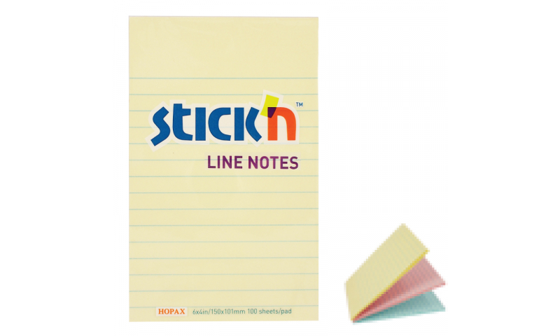 Stick'N Magic Pastel Lined Notepad, 90 Sheet, 150x101mm(6x4 Size)