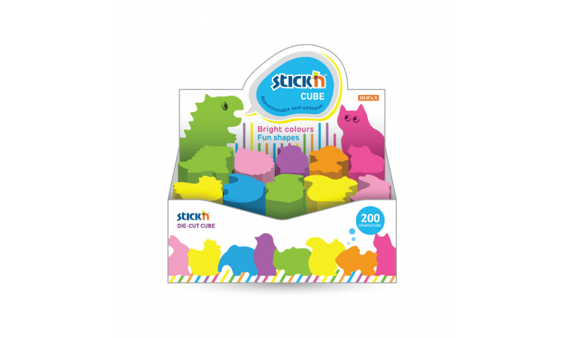 Stick'N for Kids, Animal Shaped Sticky Cubes, 400 Removeable Sheets per cube, 10 Asstd