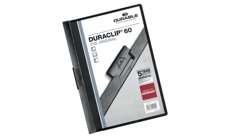 Durable Duraclip 30 Original Metal Clip Clear Front File, 60 Sheets, Black
