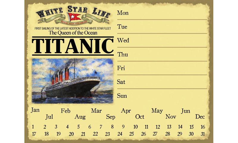 Titanic Metal Drywipe Perpetual Calendar/Memo board & marker