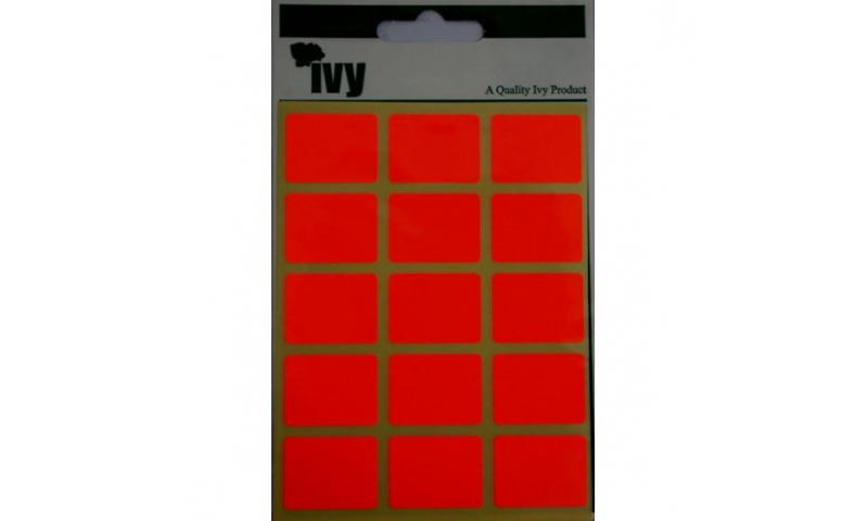 IVY Flourscent  Rectangular Labels 60 per Pack 19x25mm - Red