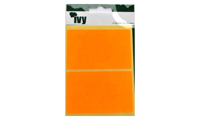 IVY Flourscent  Rectangular Labels 8 per Pack 50x80mm - Orange