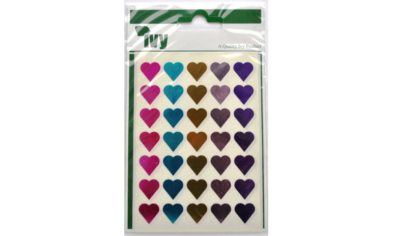 IVY Metalic Hearts Labels 70 per Pack 15mm - Asstd Colours