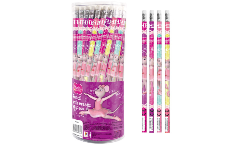 Angelina Ballerina HB Pencils with Eraser in Display Tub (New Lower Price for 2022)