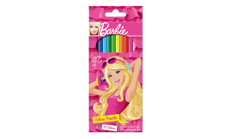 Barbie Full Length Coloured Pencils 12pk, Hangpack
