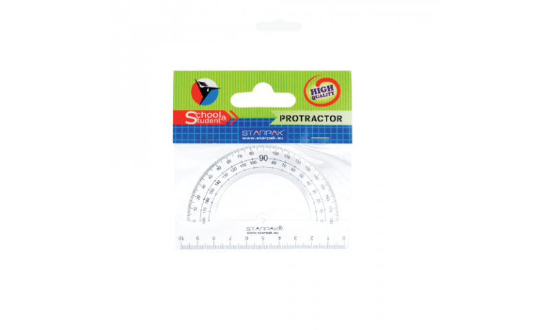 Starpack Acrylic 180 Degree Protractor Hangcarded, 10cm