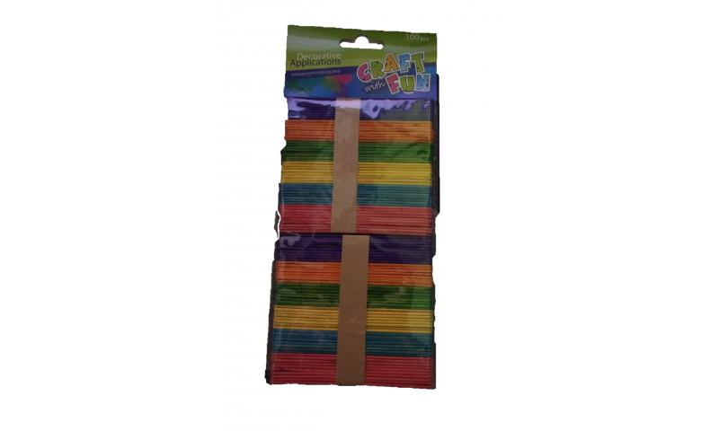 Craft with Fun Lollipop Sticks Asstd Coloured 100pcs