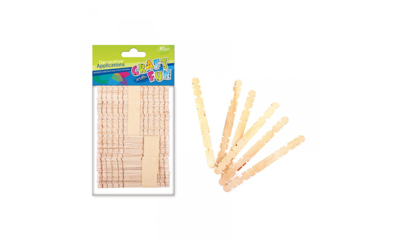CRAFT with FUN INTERLOCKING WOODEN STICKS NATURAL 80PCS (New Lower Price for 2022)