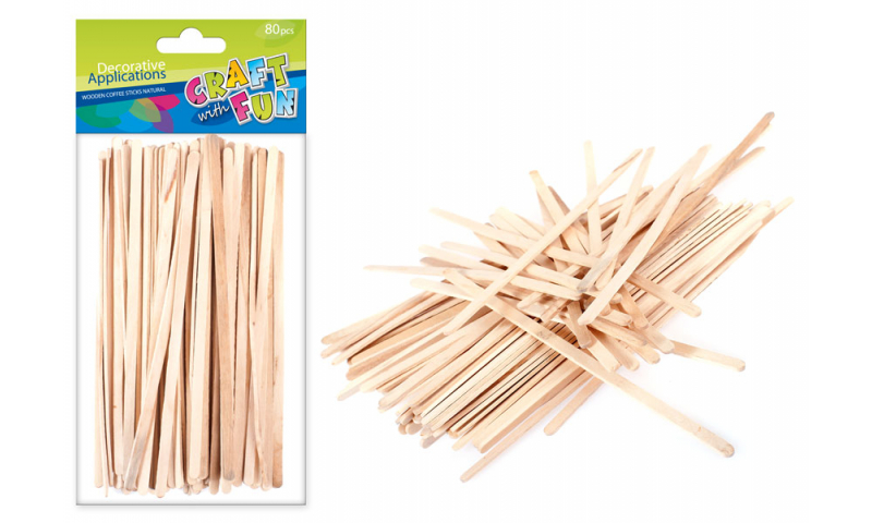CRAFT with FUN WOODEN  SLIM STICKS 19cm NATURAL 80PCS (New Lower Price for 2021)