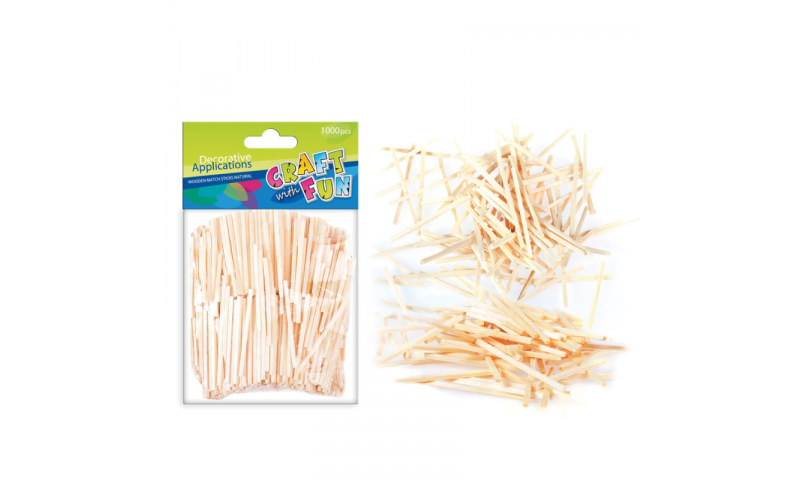 CRAFT with FUN WOODEN MINI STICKS NATURAL 1000PCS.  (New Lower Price for 2021)