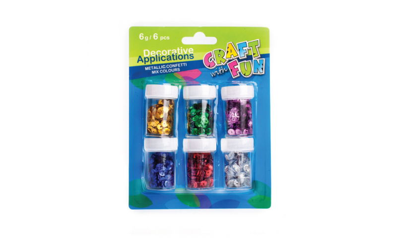 CRAFT with FUN Coloured Sequins 6 Tubs x 6g Carded
