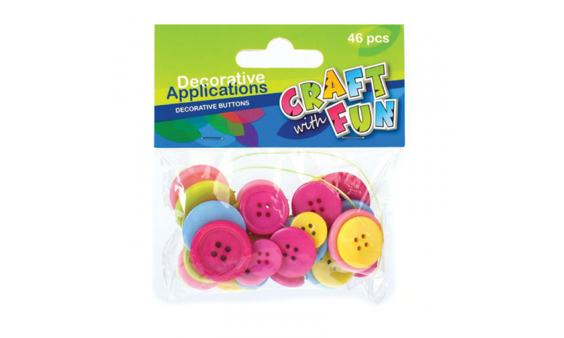 CRAFT with FUN Assorted Size & Colour Buttons 46Pcs.  (New Lower Price for 2022)